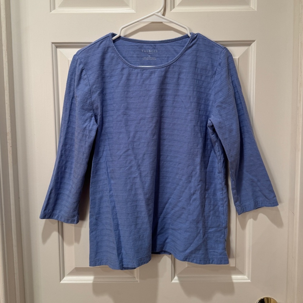 Talbots Coastal Blue 3/4 Sleeve Top